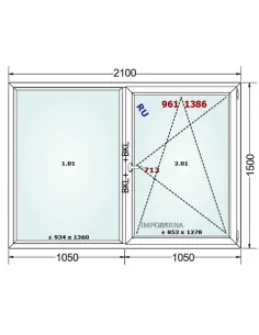 Okno PCV 210 x 150 cm FIX-Rozwierno-Uchylne Trzyszybowe Gealan S9000 2