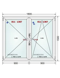 Okno PCV 180 x 150 cm Rozwierne-Rozwierno-Uchylne Trzyszybowe Gealan S9000 2