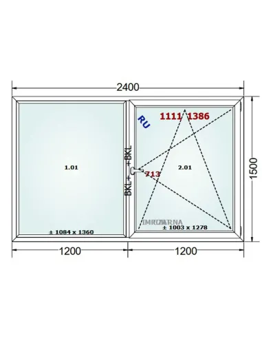 Okno PCV 240 x 150 cm FIX-Rozwierno-Uchylne Trzyszybowe Gealan S9000