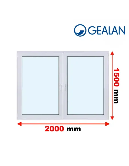 Okno PCV 200 x 150 cm Rozwierne-Rozwierno-Uchylne Trzyszybowe Gealan S9000