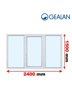 Okno PCV 240 x 150 cm FIX-Rozwierno-Uchylne-FIX Trzyszybowe Gealan S9000