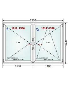Okno PCV 220 x 150 cm Rozwierne-Rozwierno-Uchylne Trzyszybowe Gealan S9000 2