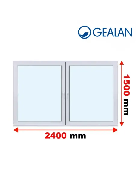 Okno PCV 240 x 150 cm Rozwierne-Rozwierno-Uchylne Trzyszybowe Gealan S9000