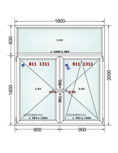 Okno PCV 180 x 200 cm FIX-Rozwierne-Rozwierno-Uchylne Trzyszybowe Gealan S9000 2