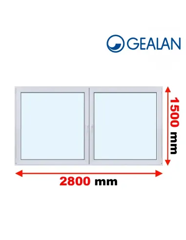 Okno PCV 280 x 150 cm Rozwierne-Rozwierno-Uchylne Trzyszybowe Gealan S9000