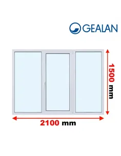 Okno PCV 210 x 150 cm Rozwierne-Rozwierno-Uchylne-Rozwierne Trzyszybowe Gealan S9000