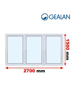 Okno PCV 270 x 150 cm Rozwierne-Rozwierno-Uchylne-Rozwierne Trzyszybowe Gealan S9000