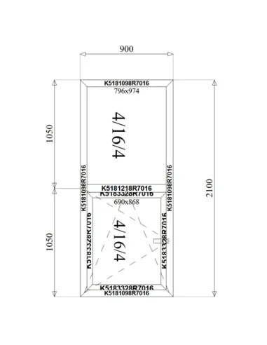 Witryna Okno Aluminiowe 90 x 210 cm Aluprof MB-79N