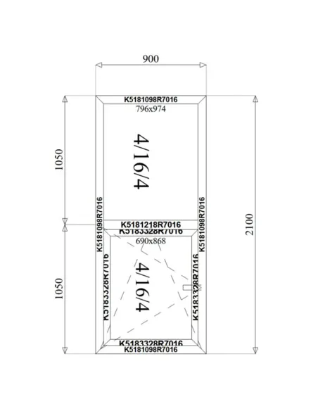Witryna Okno Aluminiowe 90 x 210 cm Aluprof MB-79N