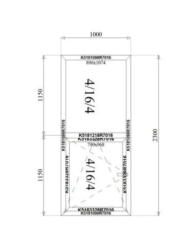 Witryna Okno Aluminiowe 100 x 230 cm Aluprof MB-79N