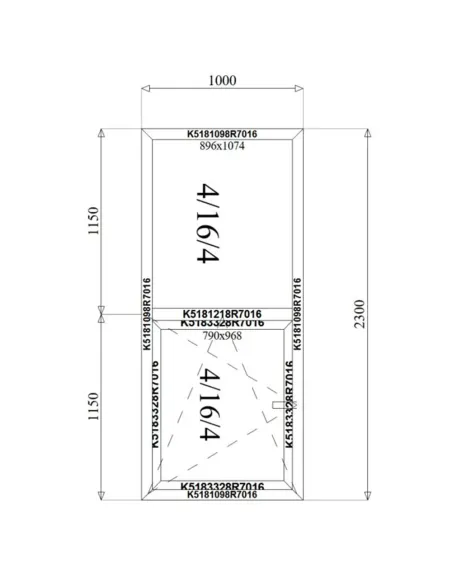 Witryna Okno Aluminiowe 100 x 230 cm Aluprof MB-79N
