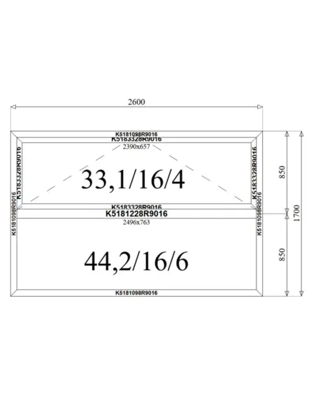 Okno Witryna Aluminiowa 260 x 170 cm Aluprof MB-79N