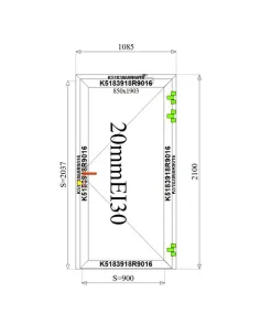Drzwi Aluminiowe Przeciwpożarowe 108,5 x 210 cm Aluprof MB-60E EI 2
