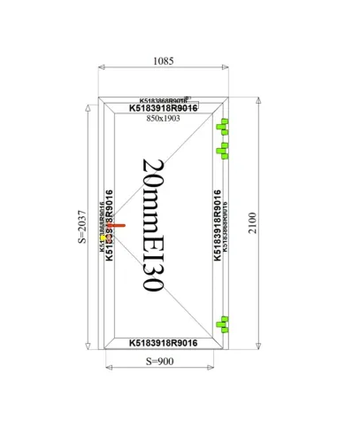 Drzwi Aluminiowe Przeciwpożarowe 108,5 x 210 cm Aluprof MB-60E EI