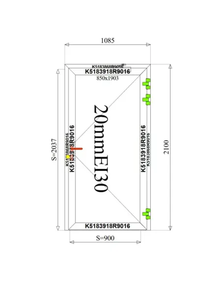 Drzwi Aluminiowe Przeciwpożarowe 108,5 x 210 cm Aluprof MB-60E EI
