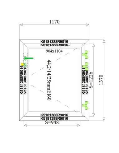 Okno Aluminiowe Przeciwpożarowe 117 x 137 Aluprof MB-78EI