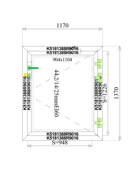 Okno Aluminiowe Przeciwpożarowe 117 x 137 Aluprof MB-78EI