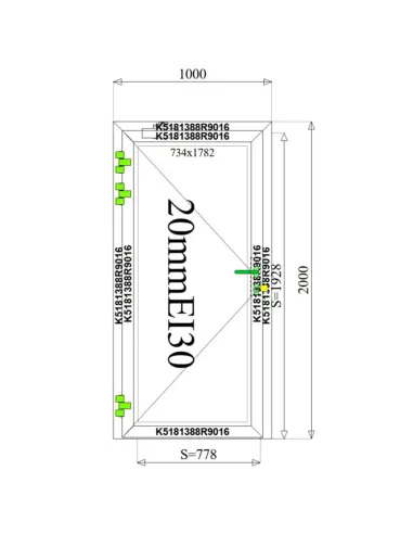 Drzwi Aluminiowe Przeciwpożarowe 100 x 200 cm Aluprof MB-78EI
