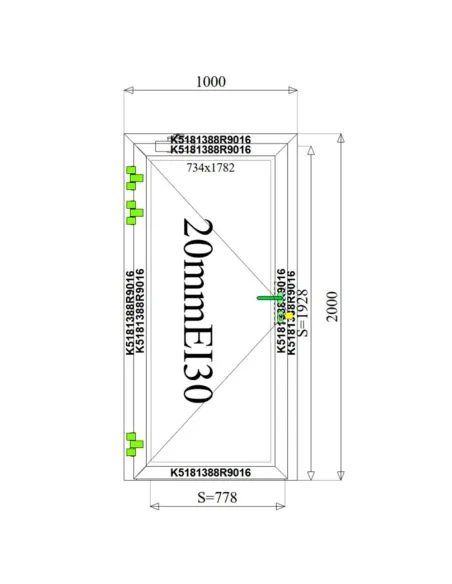 Drzwi Aluminiowe Przeciwpożarowe 100 x 200 cm Aluprof MB-78EI