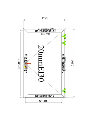 Drzwi Aluminiowe Przeciwpożarowe 128,5 x 210 Aluprof MB-60E EI