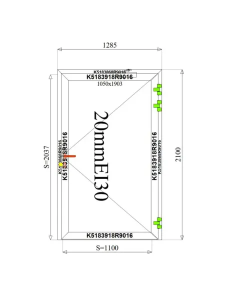 Drzwi Aluminiowe Przeciwpożarowe 128,5 x 210 Aluprof MB-60E EI