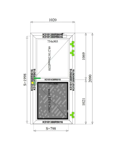 Drzwi Aluminiowe Przeciwpożarowe 102 x 209 Aluprof MB-78EI