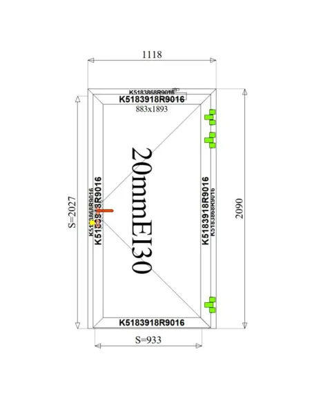 Drzwi Aluminiowe Przeciwpożarowe 111,8 x 209 Aluprof MB-78EI