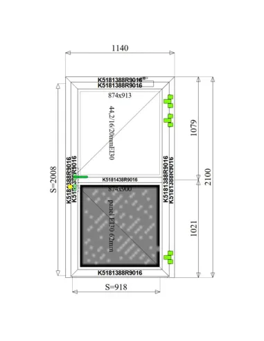 Drzwi Aluminiowe Przeciwpożarowe 114 x 210 Aluprof MB-78EI