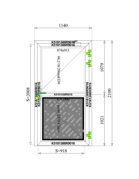 Drzwi Aluminiowe Przeciwpożarowe 114 x 210 Aluprof MB-78EI