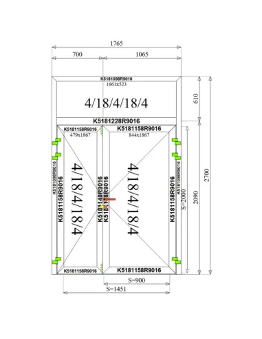 Witryna / Drzwi Aluminiowe 176,5 x 270 Aluprof MB-79N