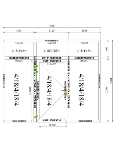 Witryna Drzwi Aluminiowe 320 x 270 cm Aluprof MB-79N