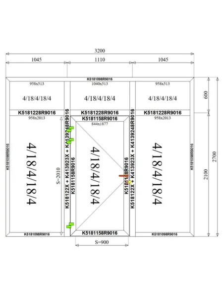 Witryna Drzwi Aluminiowe 320 x 270 cm Aluprof MB-79N