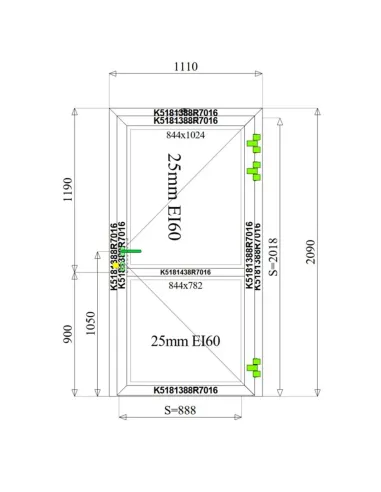 Drzwi Aluminiowe Przeciwpożarowe 111 x 209 cm Aluprof MB-78EI