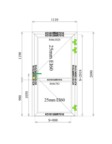 Drzwi Aluminiowe Przeciwpożarowe 111 x 209 cm Aluprof MB-78EI