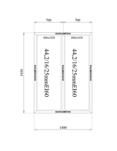 Okno Ścianka Stała Aluminiowa Przeciwpożarowa 140 x 195 cm Aluprof MB-78EI