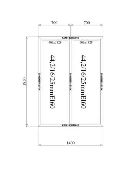 Okno Ścianka Stała Aluminiowa Przeciwpożarowa 140 x 195 cm Aluprof MB-78EI