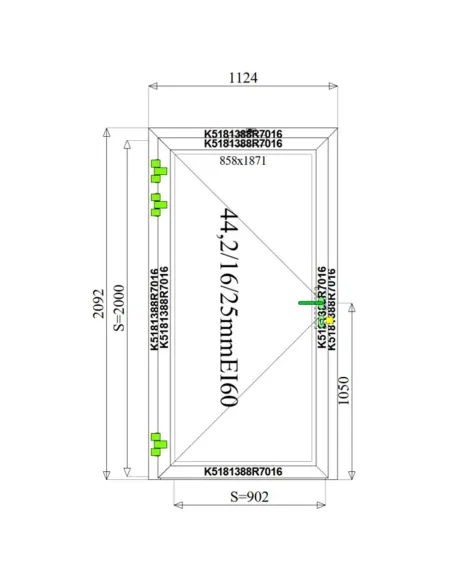 Drzwi Aluminiowe Przeciwpożarowe 112,4 x 209,2 cm Aluprof MB-78EI