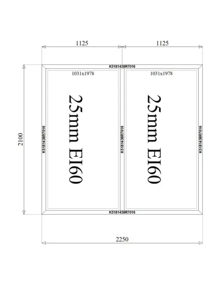 Okno Ścianka Stała Aluminiowa Przeciwpożarowa 225 x 210 cm Aluprof MB-78EI