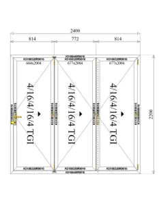 Drzwi Harmonijkowe Aluminiowe 2400 x 2200 2