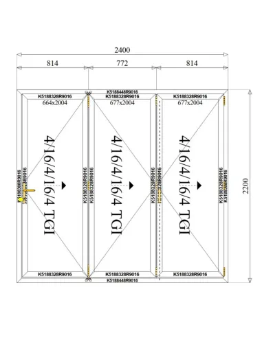 Drzwi Harmonijkowe Aluminiowe 240 x 220 cm Aluprof MB-86 FOLD LINE
