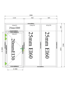Witryna Aluminiowa Przeciwpożarowa 300 x 250 cm Aluprof MB-78EI 2