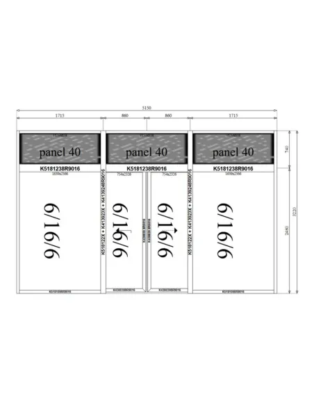 Drzwi Witryna Aluminiowa 515 x 322 cm Aluprof MB-79N