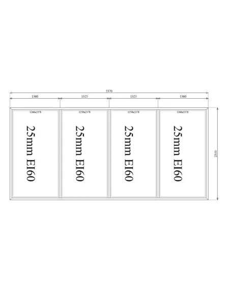 Okno Ścianka Stała Aluminiowa Przeciwpożarowa 537 x 250 cm Aluprof MB-78EI
