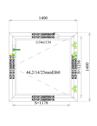 Okno Techniczne Aluminiowe Przeciwpożarowe 140 x 140 cm Aluprof MB-78EI