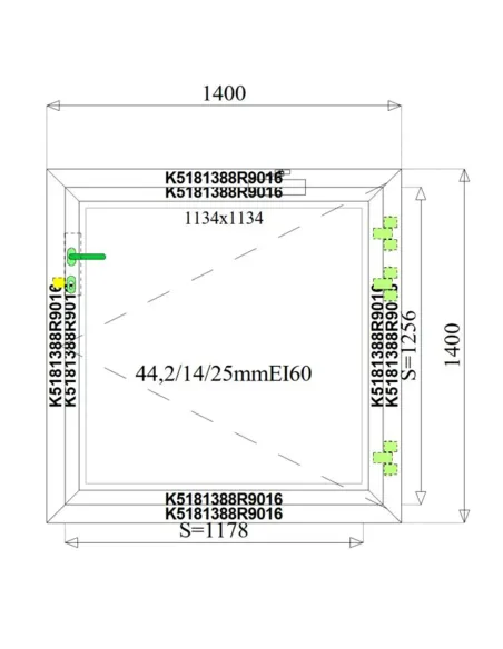 Okno Techniczne Aluminiowe Przeciwpożarowe 140 x 140 cm Aluprof MB-78EI