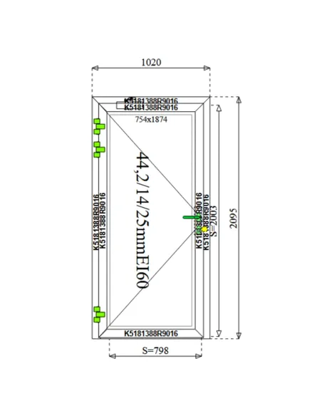 Drzwi Aluminiowe Przeciwpożarowe 102 x 209,5 cm Aluprof MB-78EI