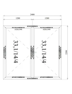 Okno Aluminiowe Dwuskrzydłowe 240 x 220 cm Aluprof MB-79N 2