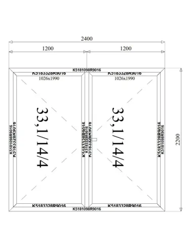 Okno Aluminiowe Dwuskrzydłowe 240 x 220 cm Aluprof MB-79N