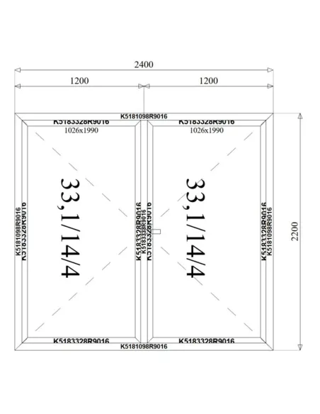 Okno Aluminiowe Dwuskrzydłowe 240 x 220 cm Aluprof MB-79N