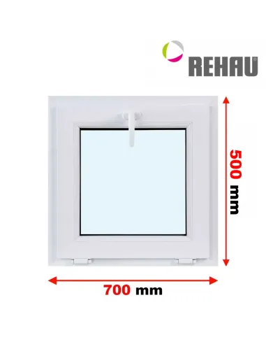Okno PCV 70 x 50 cm Uchylne Trzyszybowe Rehau Synego